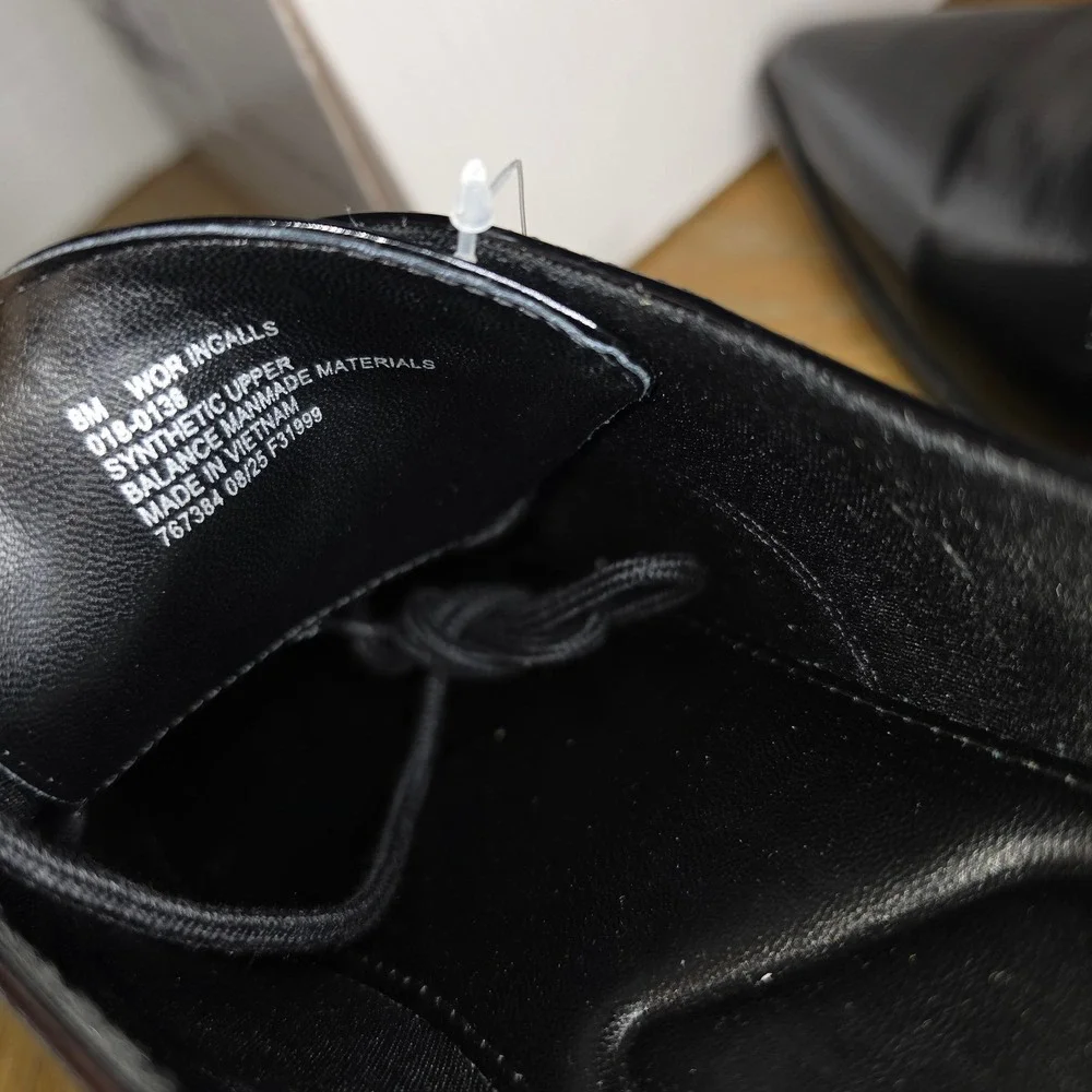 Worthington Ingalls Mens Black Shiny Pointed Toe Dress Memory Foam Shoes 8M New